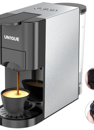 2-in-1 Coffee Maker, 20 Bar Espresso Machine Compatible for Capsules/Ground Coffee