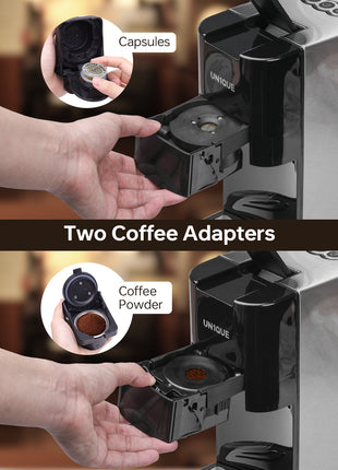 2-in-1 Coffee Maker, 20 Bar Espresso Machine Compatible for Capsules/Ground Coffee
