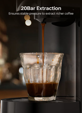 2-in-1 Coffee Maker, 20 Bar Espresso Machine Compatible for Capsules/Ground Coffee