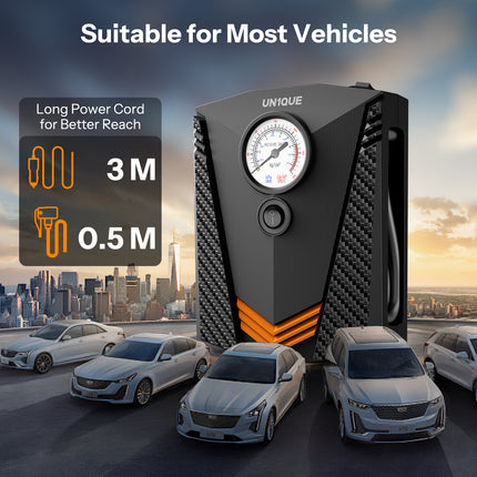 Tyre Inflator for Car with LED Light  (Cigarette Lighter Power) - PT300